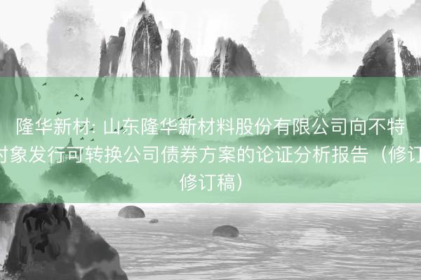 隆华新材: 山东隆华新材料股份有限公司向不特定对象发行可转换公司债券方案的论证分析报告（修订稿）