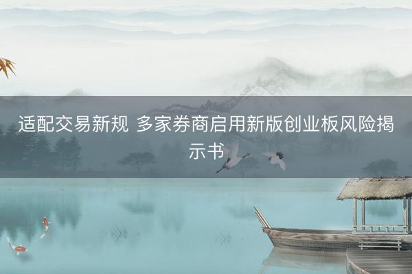 适配交易新规 多家券商启用新版创业板风险揭示书