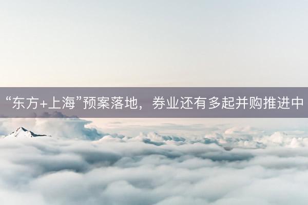 “东方+上海”预案落地，券业还有多起并购推进中