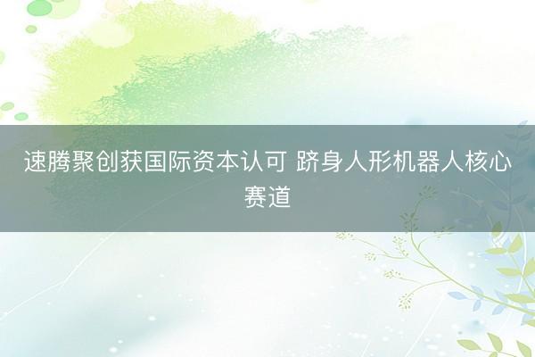 速腾聚创获国际资本认可 跻身人形机器人核心赛道