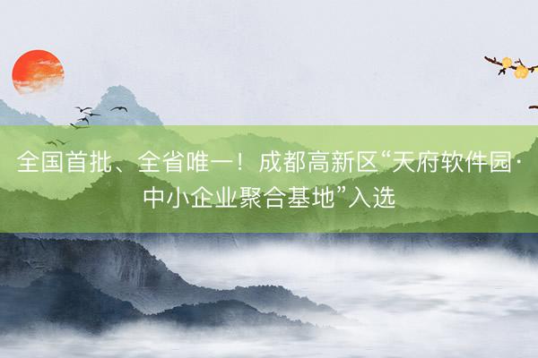 全国首批、全省唯一！成都高新区“天府软件园·中小企业聚合基地”入选