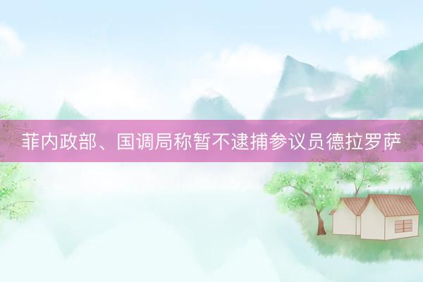 菲内政部、国调局称暂不逮捕参议员德拉罗萨