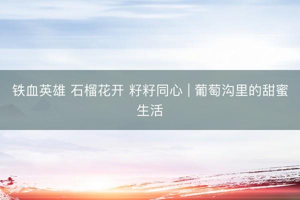 铁血英雄 石榴花开 籽籽同心 | 葡萄沟里的甜蜜生活