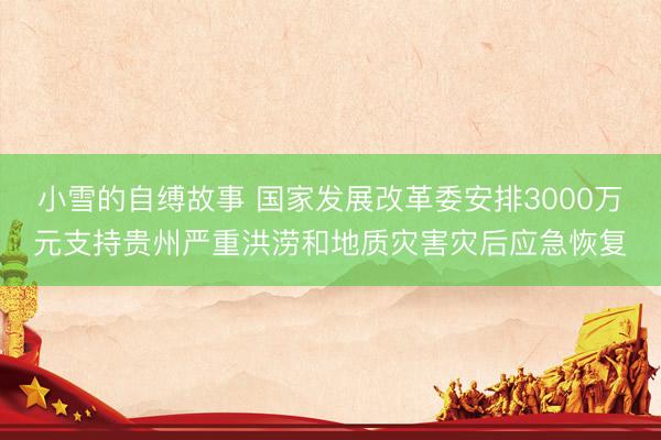 小雪的自缚故事 国家发展改革委安排3000万元支持贵州严重洪涝和地质灾害灾后应急恢复