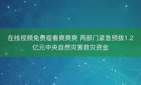 在线视频免费观看爽爽爽 两部门紧急预拨1.2亿元中央自然灾害救灾资金