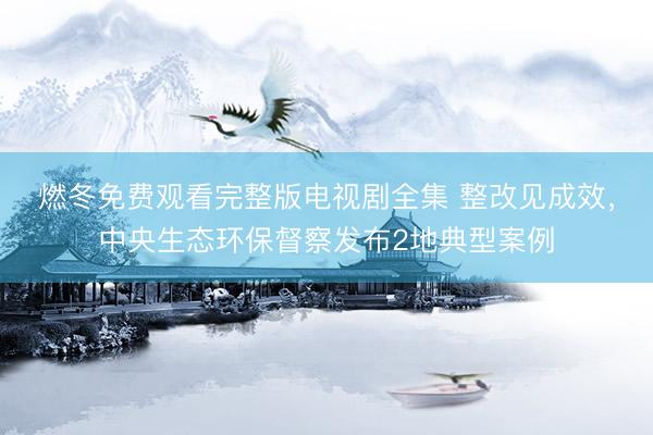 燃冬免费观看完整版电视剧全集 整改见成效，中央生态环保督察发布2地典型案例