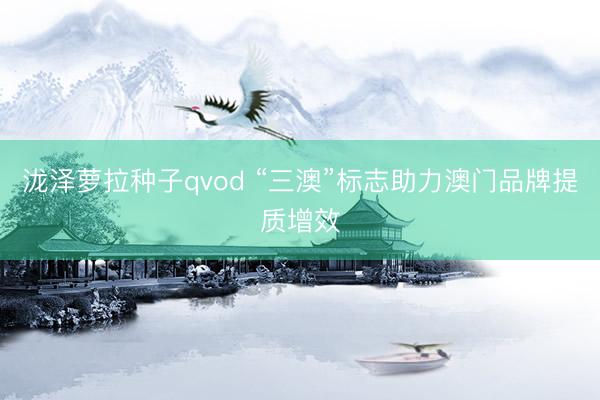 泷泽萝拉种子qvod “三澳”标志助力澳门品牌提质增效