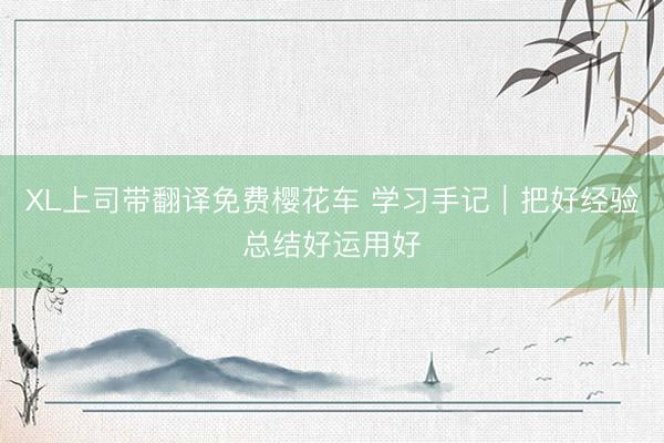 XL上司带翻译免费樱花车 学习手记｜把好经验总结好运用好
