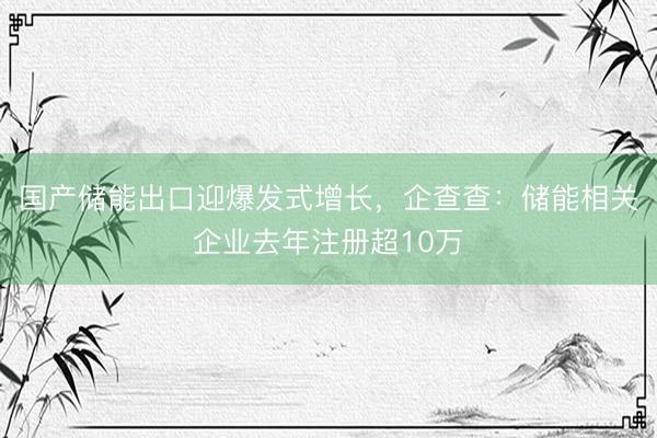 国产储能出口迎爆发式增长，企查查：储能相关企业去年注册超10万