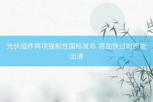 光伏组件两项强制性国标发布 将加快过时产能出清