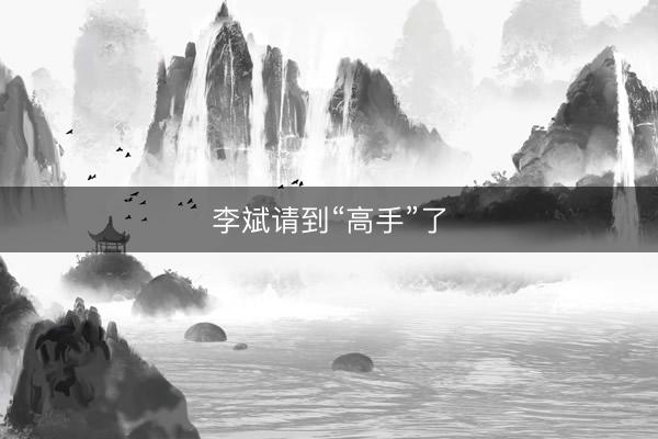 李斌请到“高手”了