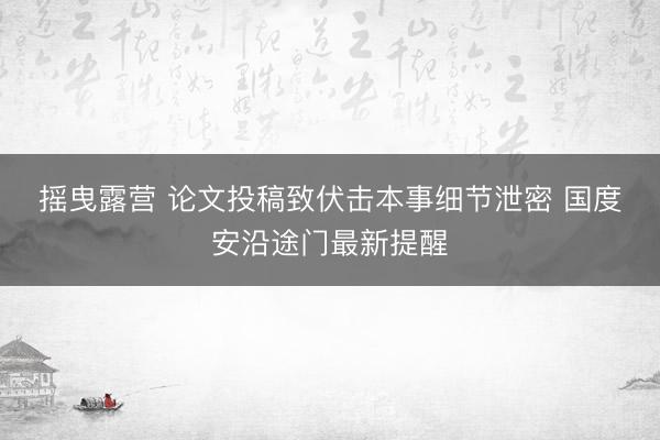 摇曳露营 论文投稿致伏击本事细节泄密 国度安沿途门最新提醒