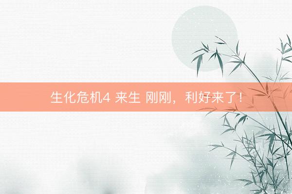 生化危机4 来生 刚刚，利好来了！