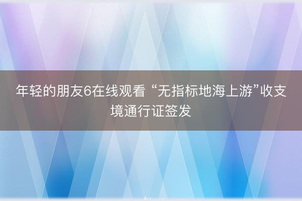年轻的朋友6在线观看 “无指标地海上游”收支境通行证签发