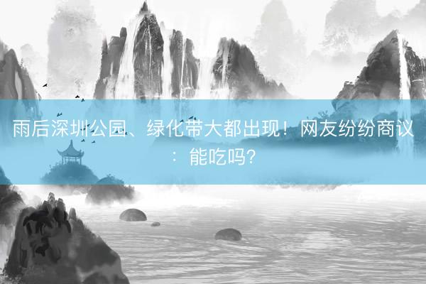 雨后深圳公园、绿化带大都出现！网友纷纷商议：能吃吗？