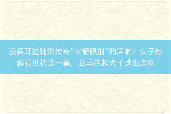 凌晨耳边陡然传来“火箭喷射”的声响？女子惊醒看见枕边一幕，立马抱起犬子逃出房间