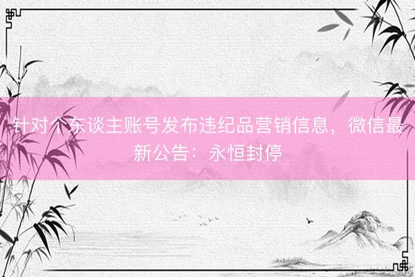 针对个东谈主账号发布违纪品营销信息，微信最新公告：永恒封停