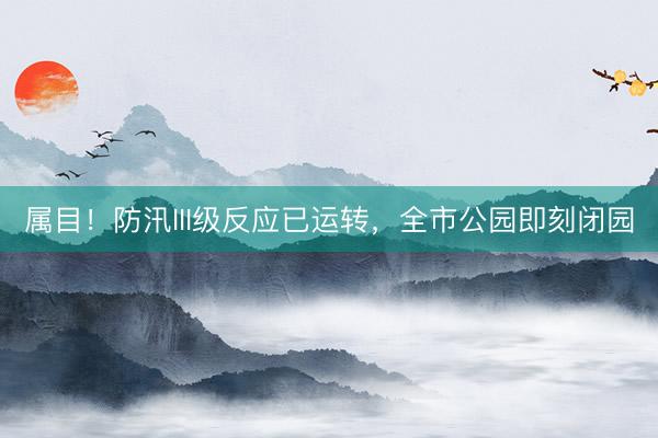 属目！防汛III级反应已运转，全市公园即刻闭园