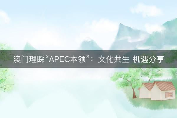 澳门理睬“APEC本领”：文化共生 机遇分享