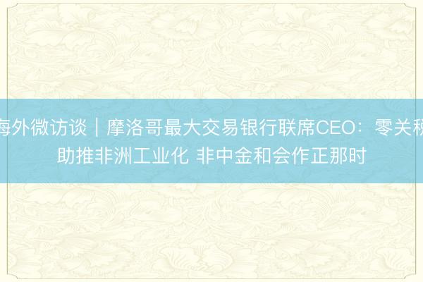 海外微访谈｜摩洛哥最大交易银行联席CEO：零关税助推非洲工业化 非中金和会作正那时