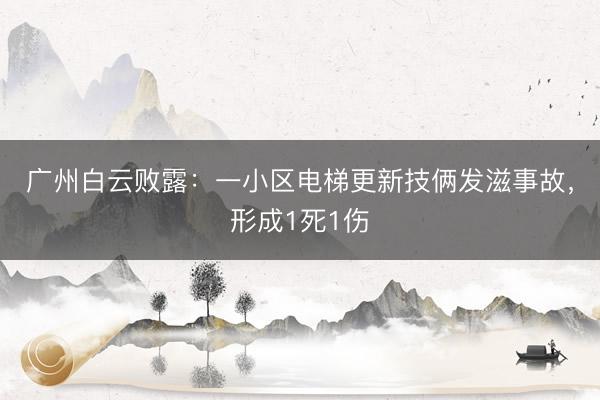 广州白云败露：一小区电梯更新技俩发滋事故，形成1死1伤